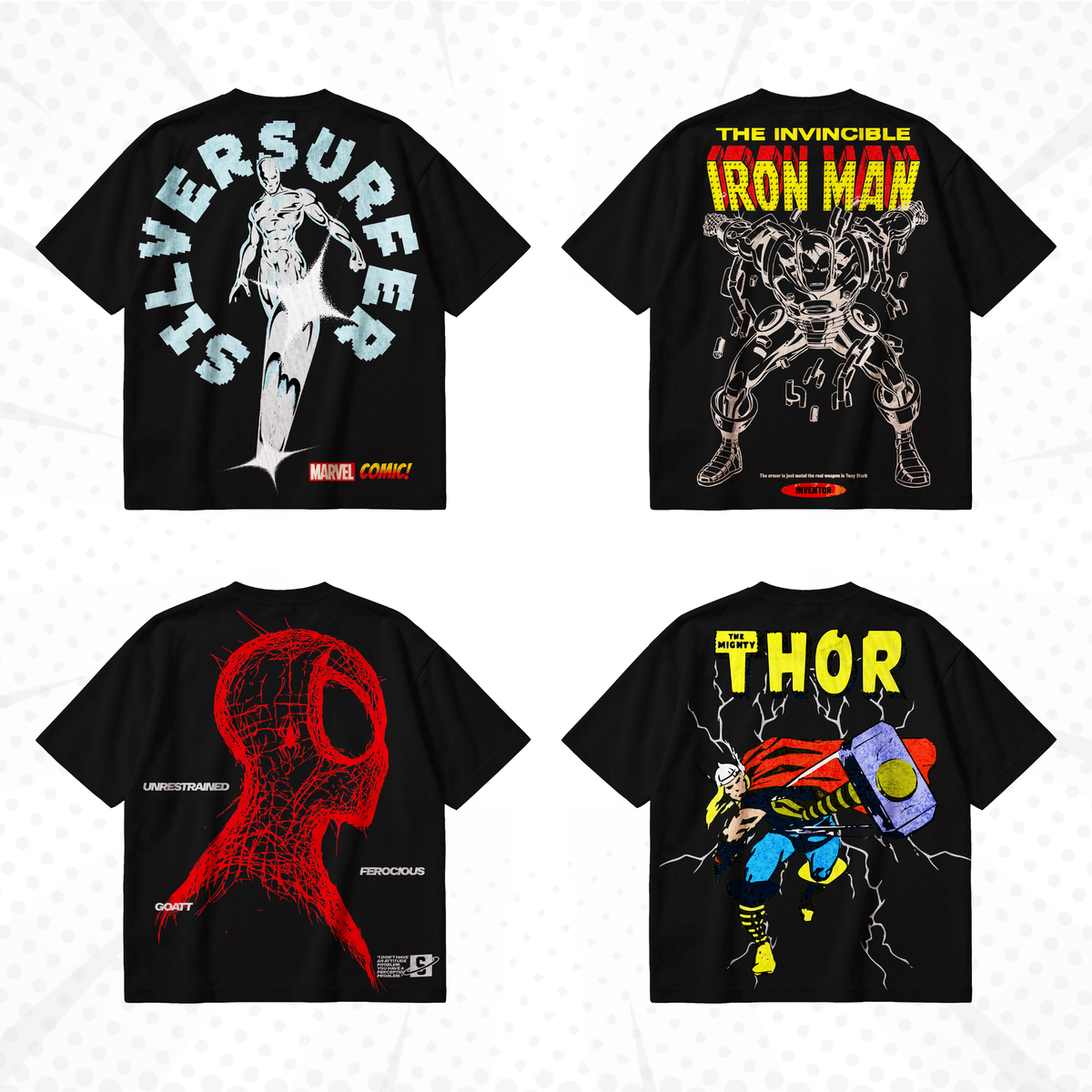 Marvel T-Shirt Design Bundle SVG PNG | Spider-Man Thor Hulk Punisher Vintage Graphic Tee | Dark Comic Streetwear | Screen Print DTG Ready