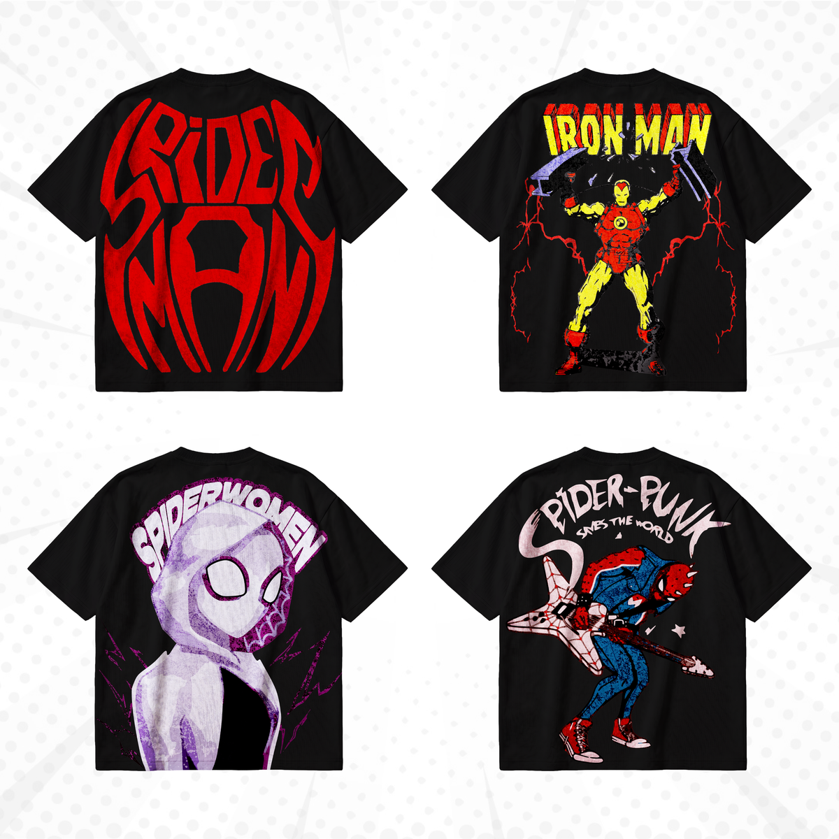 Marvel T-Shirt Design Bundle SVG PNG | Spider-Man Thor Hulk Punisher Vintage Graphic Tee | Dark Comic Streetwear | Screen Print DTG Ready