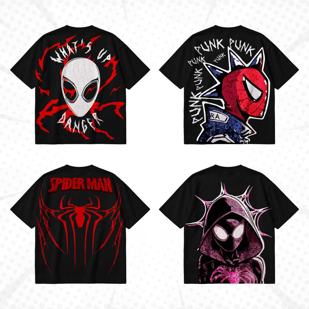 Marvel T-Shirt Design Bundle SVG PNG | Spider-Man Thor Hulk Punisher Vintage Graphic Tee | Dark Comic Streetwear | Screen Print DTG Ready