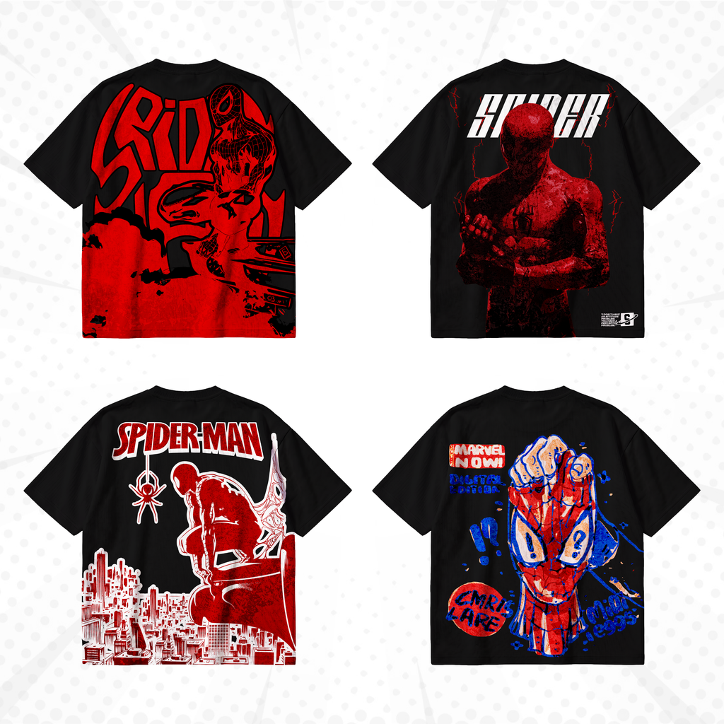 Marvel T-Shirt Design Bundle SVG PNG | Spider-Man Thor Hulk Punisher Vintage Graphic Tee | Dark Comic Streetwear | Screen Print DTG Ready