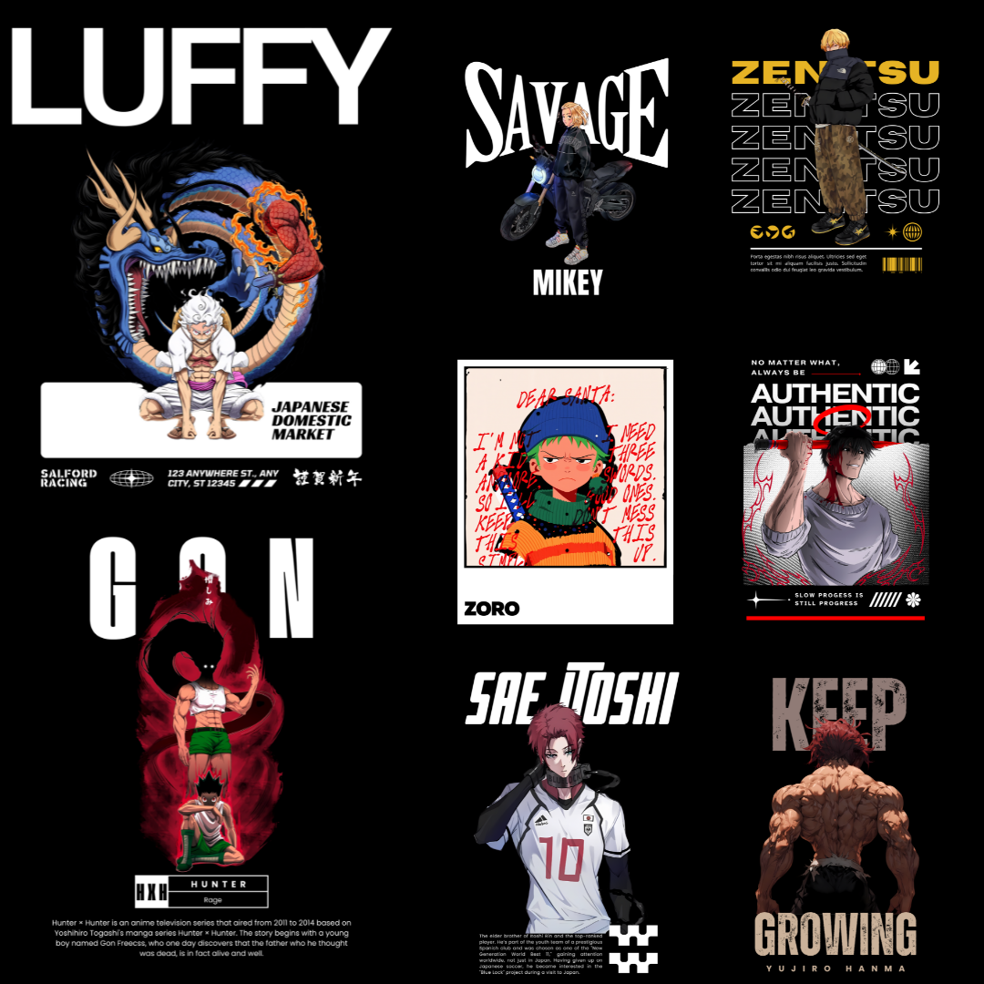 Anime Fusion Licensed Designs – Minimalist Futuristic 200+ HD PNG Files