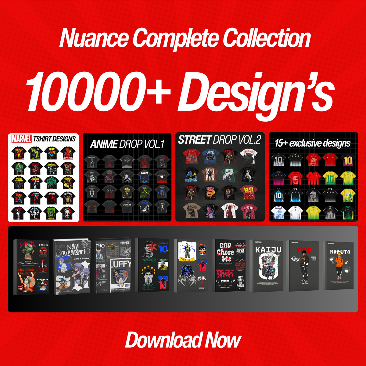 Nuance Complete Collection | All Our Website Designs in One Pack | Marvel Designs, Streetwear Designs, Anime Designs, Football Designs | SVG PNG PSD