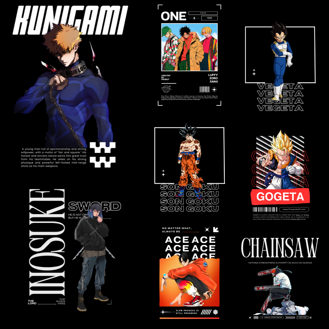 Anime Fusion Licensed Designs – Minimalist Futuristic 200+ HD PNG Files