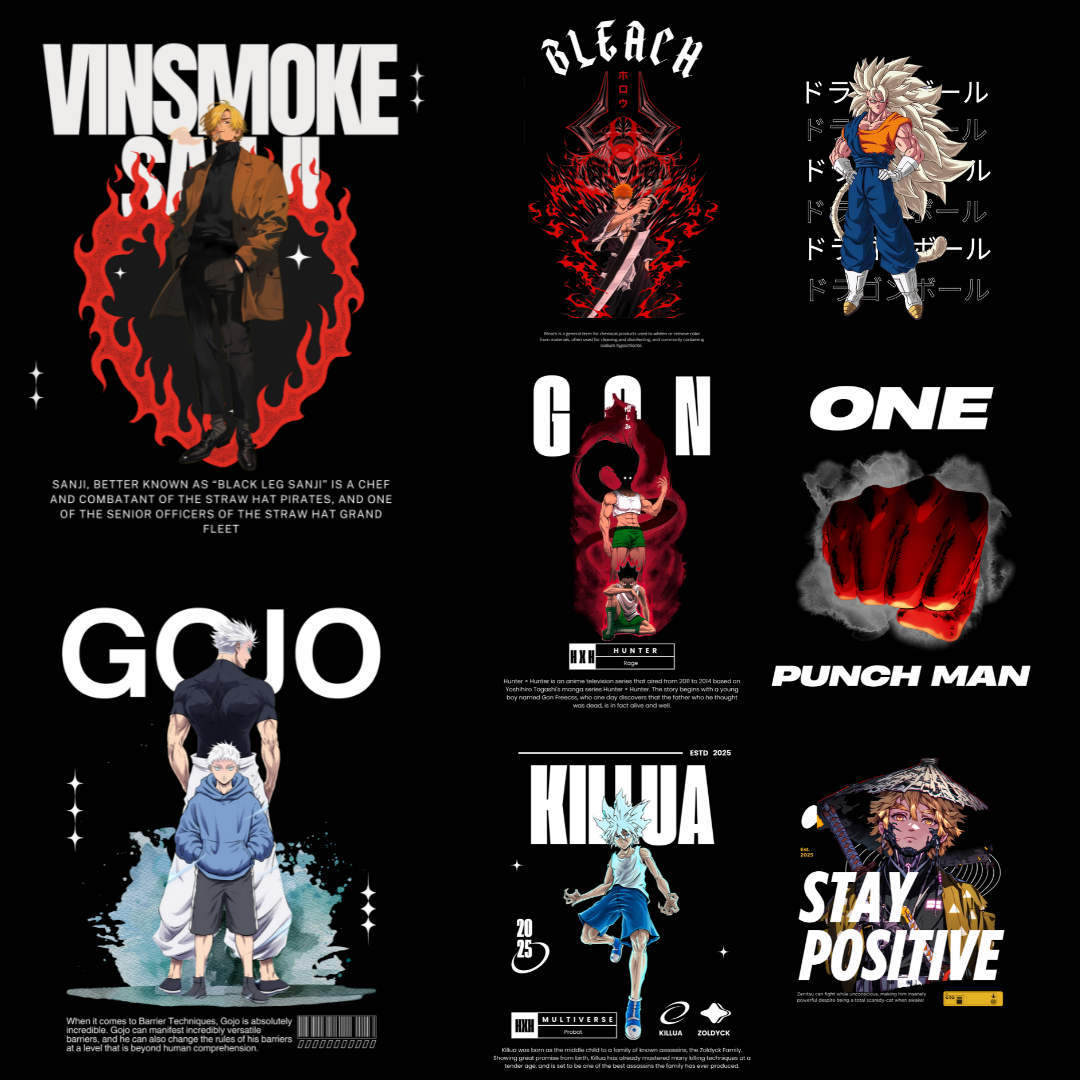 Anime Fusion Licensed Designs – Minimalist Futuristic 200+ HD PNG Files