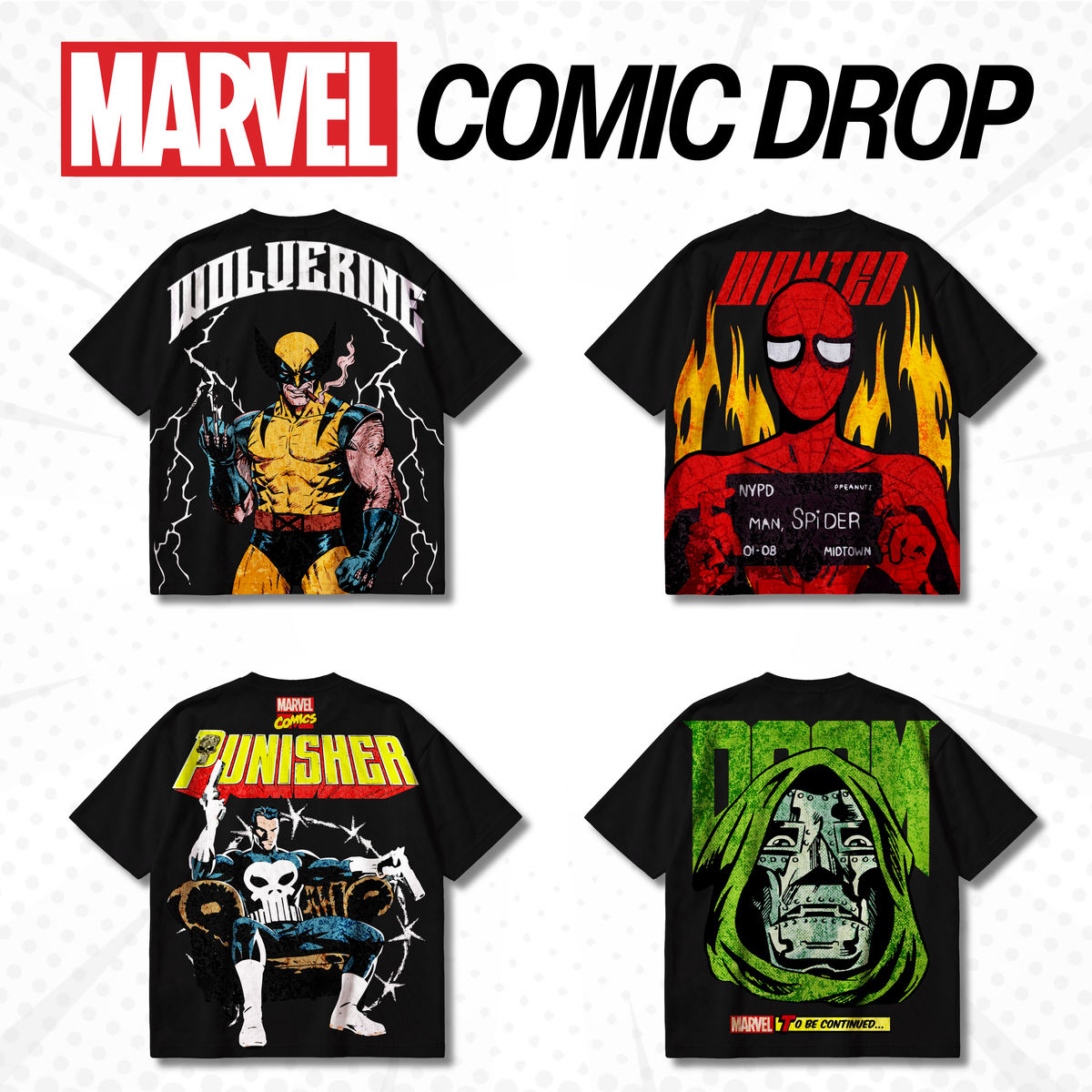 Marvel T-Shirt Design Bundle SVG PNG | Spider-Man Thor Hulk Punisher Vintage Graphic Tee | Dark Comic Streetwear | Screen Print DTG Ready