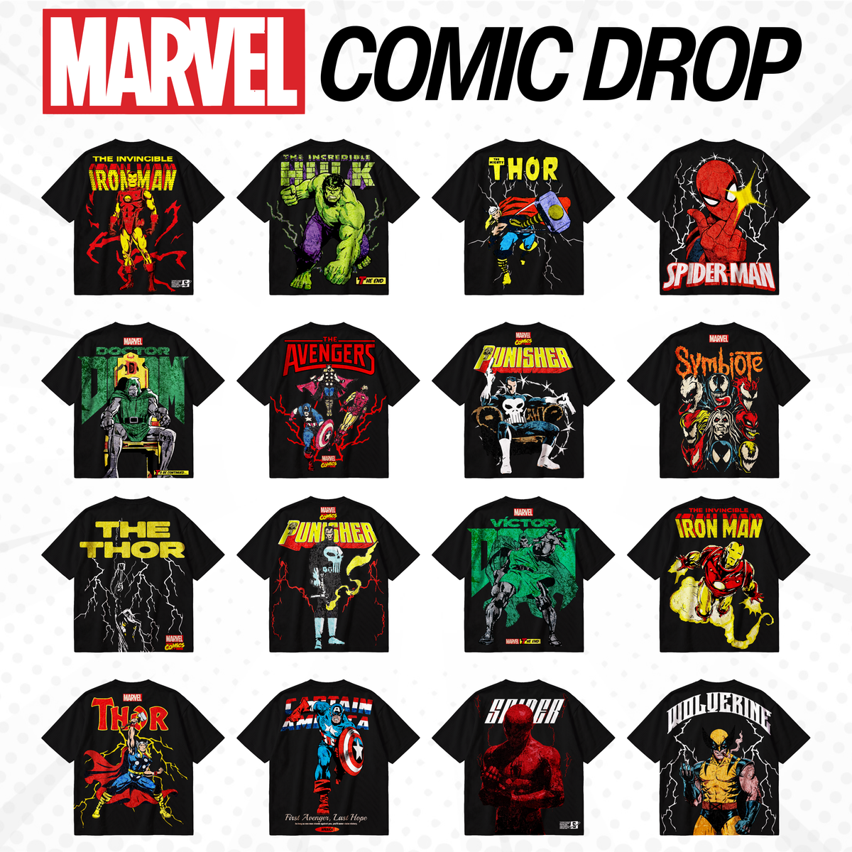 Marvel T-Shirt Design Bundle SVG PNG | Spider-Man Thor Hulk Punisher Vintage Graphic Tee | Dark Comic Streetwear | Screen Print DTG Ready
