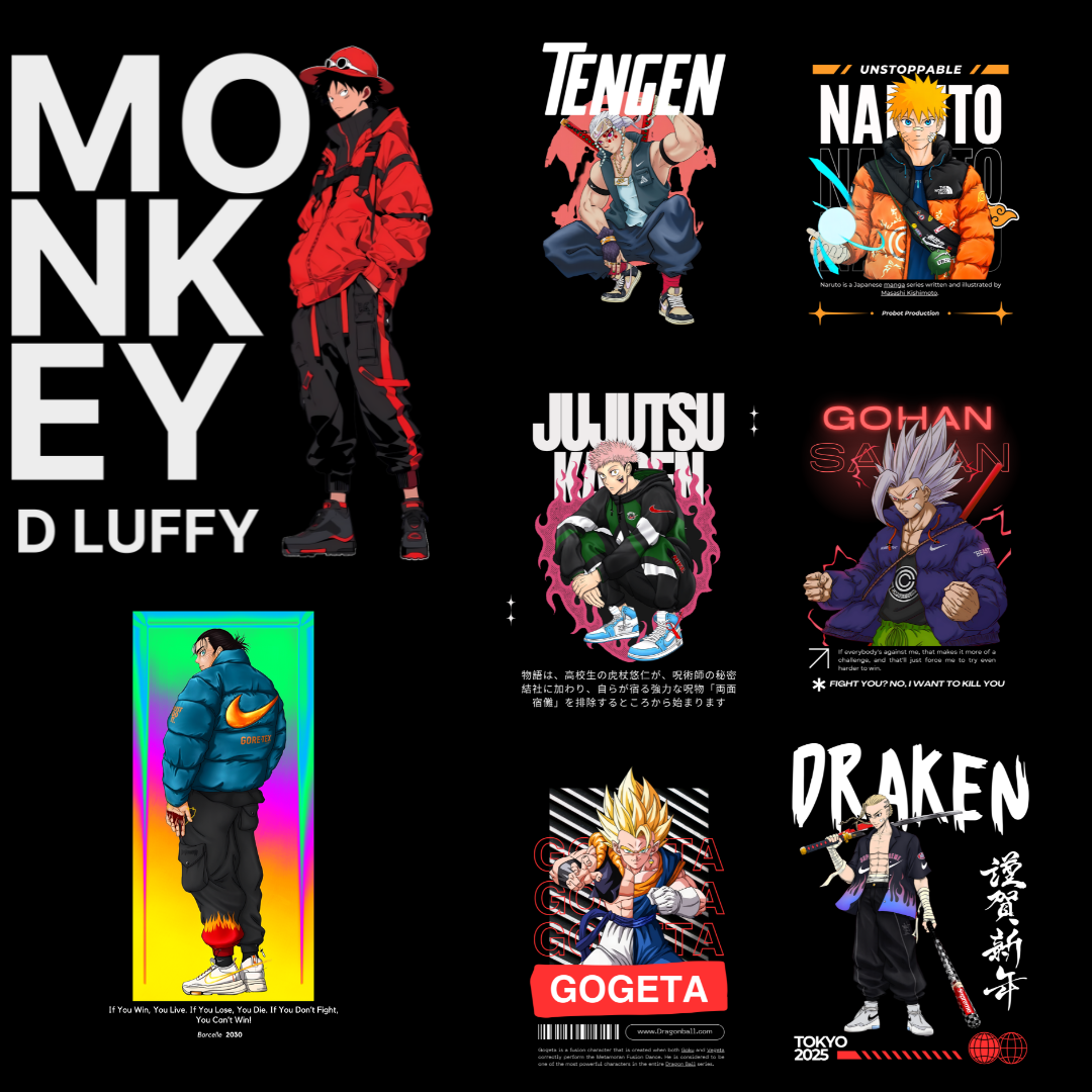 Anime Fusion Licensed Designs – Minimalist Futuristic 200+ HD PNG Files