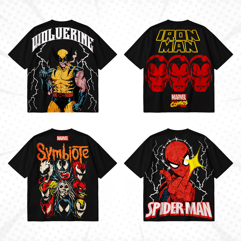 Marvel T-Shirt Design Bundle SVG PNG | Spider-Man Thor Hulk Punisher Vintage Graphic Tee | Dark Comic Streetwear | Screen Print DTG Ready