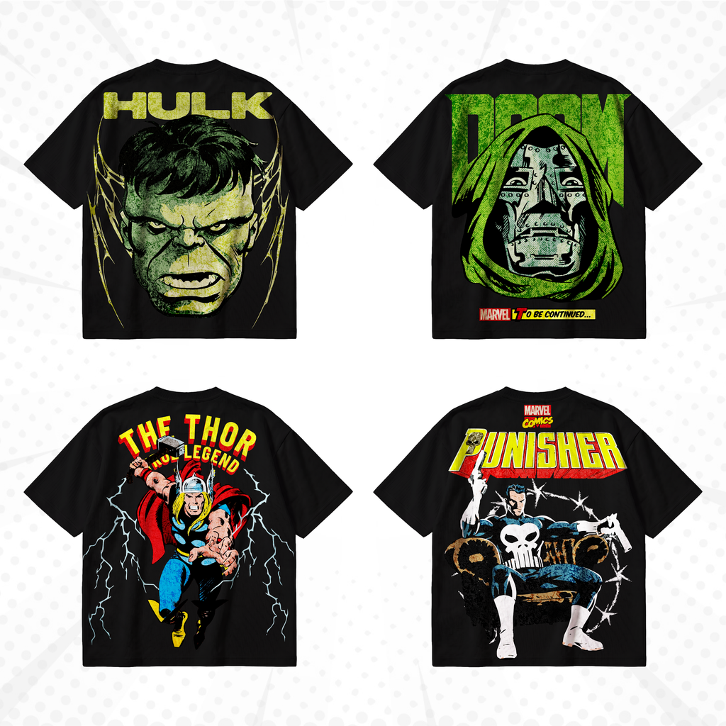 Marvel T-Shirt Design Bundle SVG PNG | Spider-Man Thor Hulk Punisher Vintage Graphic Tee | Dark Comic Streetwear | Screen Print DTG Ready