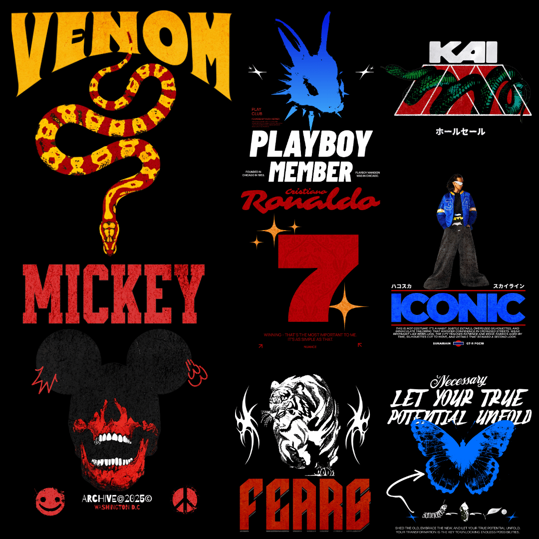 Premium Streetwear 2.0 Licensed Designs – 150+ Editable 4K PNG Graphics (2026)