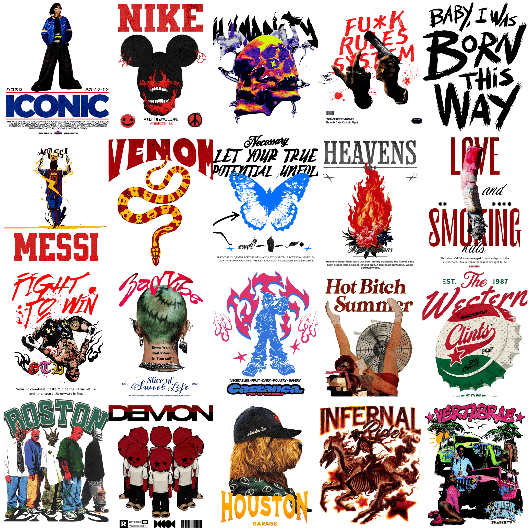 Premium Streetwear 2.0 Licensed Designs – 150+ Editable 4K PNG Graphics (2026)