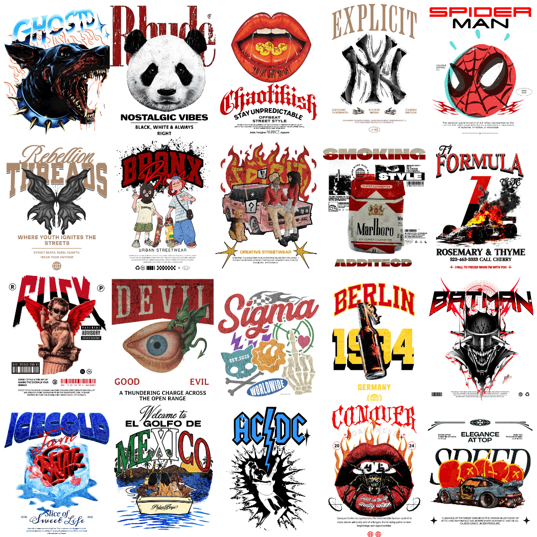 Premium Streetwear 2.0 Licensed Designs – 150+ Editable 4K PNG Graphics (2026)